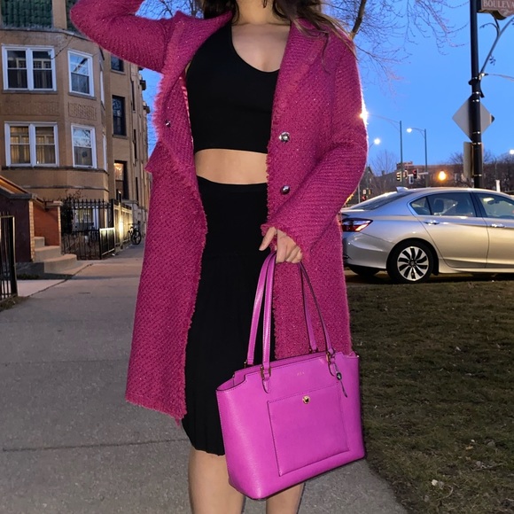 Lauren Ralph Lauren Bag Logo Purple Leather Tote - Picture 7 of 7